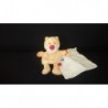 DOUDOU OURS CAJOU SEMI PLAT AVEC MOUCHOIR SUCRE D'ORGE