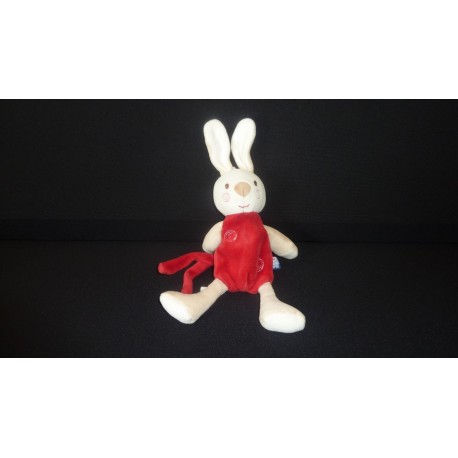 DOUDOU LAPIN SEMI PLAT ATTACHE TETINE SUCRE D'ORGE