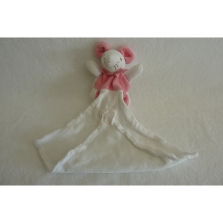 DOUDOU SOURIS SEMI PLAT AVEC MOUCHOIR SUCRE D'ORGE