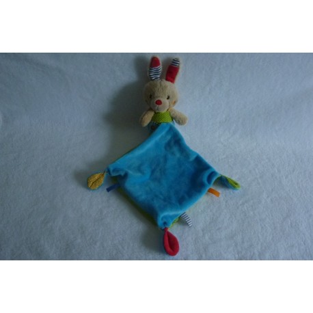 DOUDOU LAPIN PELUCHE AVEC MOUCHOIR OUATOO BABY