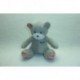 DOUDOU OURS PELUCHE GRIS MOTIF FLEURI MUSTELA