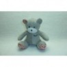 DOUDOU OURS PELUCHE GRIS MOTIF FLEURI MUSTELA