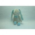 DOUDOU LAPIN PELUCHE ECRU, TURQUOISE KLORANE