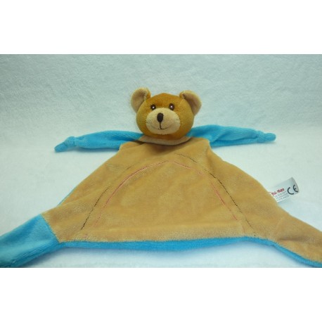 DOUDOU OURS MARRON ET TURQUOISE TOI TOYS