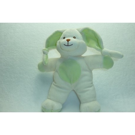 DOUDOU LAPIN PELUCHE ECRU, VERT GIPSY