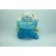 DOUDOU CHAT SEMI PLAT BLEU TURQUOISE ESCARGOT RONDS BRODES NICOTOY