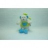DOUDOU OURS MUSICAL VERT BLANC TURQUOISE BON ETAT LES MATERNELLES