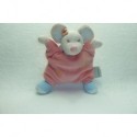 DOUDOU SOURIS SEMI PLAT ROSE SPIRALES BRODEES GRELOT TRES BON ETAT NATTOU