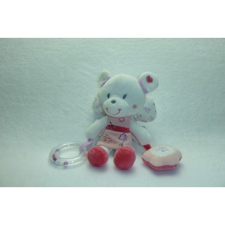 DOUDOU OURS ANGE PELUCHE ACTIVITES D'EVEIL COMME NEUF POMMETTE