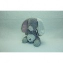 DOUDOU LAPIN PELUCHE GRIS BLANC ROSE HAPPY HORSE