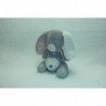 DOUDOU LAPIN PELUCHE GRIS BLANC ROSE HAPPY HORSE