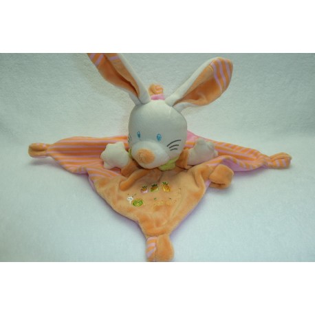 DOUDOU LAPIN ROSE ORANGE ATTACHE TETINE NICOTOY