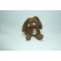 DOUDOU LAPIN PELUCHE MARRON FONCE HISTOIRE D'OURS