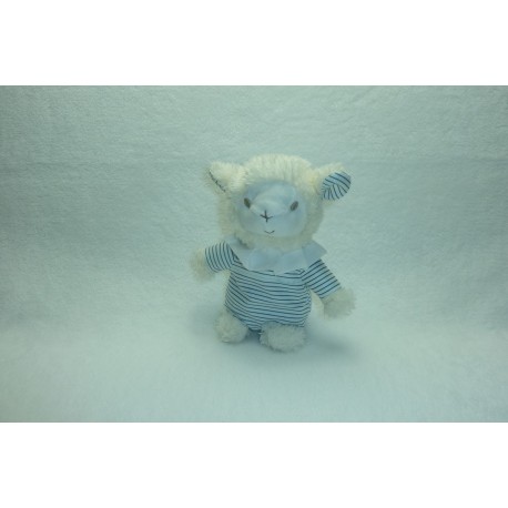 DOUDOU MOUTON PELUCHE RAYURES BLEU BLANC AVENE