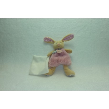 DOUDOU LAPIN AVEC MOUCHOIR SEMI PLAT LES POUPIS BABY'NAT