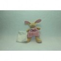 DOUDOU LAPIN AVEC MOUCHOIR SEMI PLAT LES POUPIS BABY'NAT