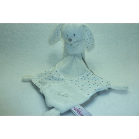 DOUDOU LAPIN PELUCHE AVEC MOUCHOIR POMMETTE
