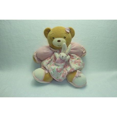 DOUDOU OURS PELUCHE AVEC PETIT LAPIN KALOO