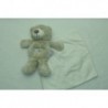 DOUDOU OURS SEMI PLAT AVEC MOUCHOIR SUCRE D'ORGE