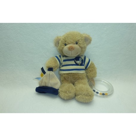 DOUDOU OURS MARIN PELUCHE POMMETTE