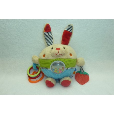 DOUDOU LAPIN PELUCHE BOULE ACTIVITES D'EVEIL OUATOO BABY