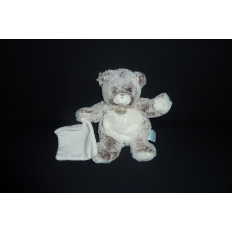 DOUDOU OURS PELUCHE AVEC MOUCHOIR COLLECTION LES FLOCONS BABY'NAT