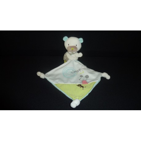 DOUDOU OURS AVEC MOUCHOIR POMMETTE