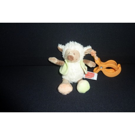 DOUDOU MOUTON PELUCHE ATTACHE TETINE INFLUX CORA